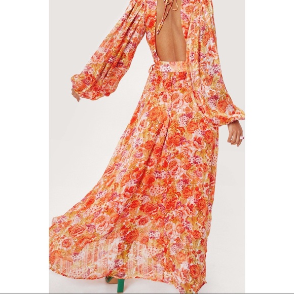 Floral Print V Neck Split Hem Maxi Dress - Picture 2 of 6